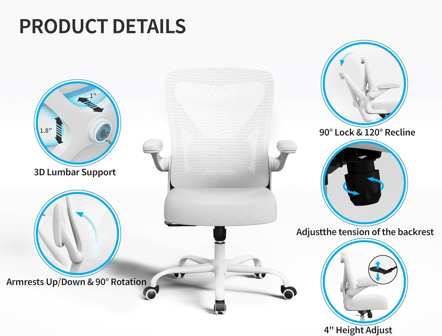 Regine Switzerland Ergonomic Office Chair - 400lbs Capacity, High Back Support, Mesh Swivel Design