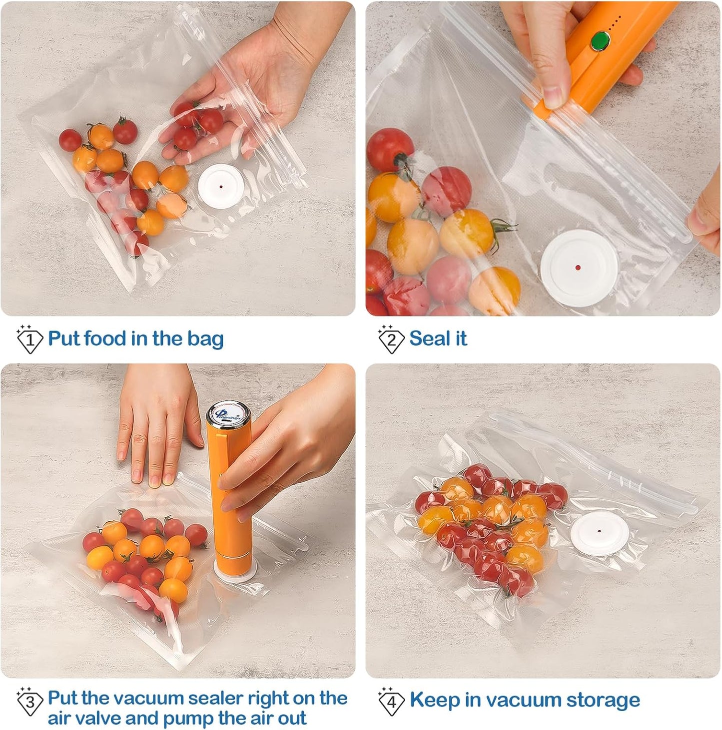 Skiennix Vacuum Sealer Bags - Reusable Sous Vide Bags with Air Valve | 40PCS (20 Large + 20 Small)