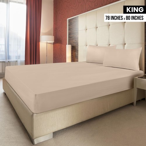 Utopia Bedding King Fitted Sheets - Bulk Pack of 2 Bottom Sheets - Soft Brushed Microfiber - Deep Pockets - Shrinkage & Fade Resistant - Easy Care (King, Beige)