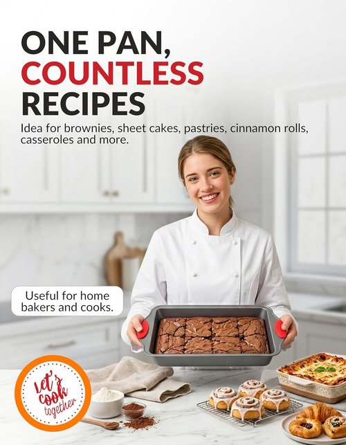 Boxiki Kitchen Non-Stick 9x13 Rectangular Cake Pan - Durable & Non-Toxic Baking Pan for Oven Delights