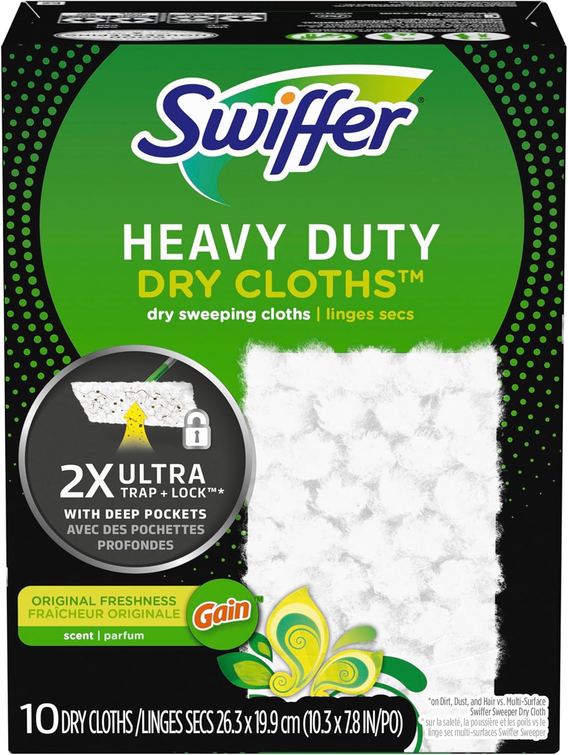 Swiffer Sweep + Mop Dry Pads Refill - Heavy Duty Floor Cleaner for Dirt & Dust | 40ct Gain Scent