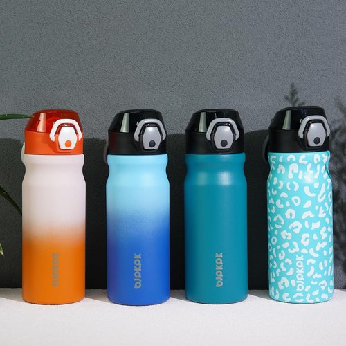 BJPKPK Stainless Steel Insulated Water Bottle - 18oz Reusable Thermal Flask with Straw Lid | Purple