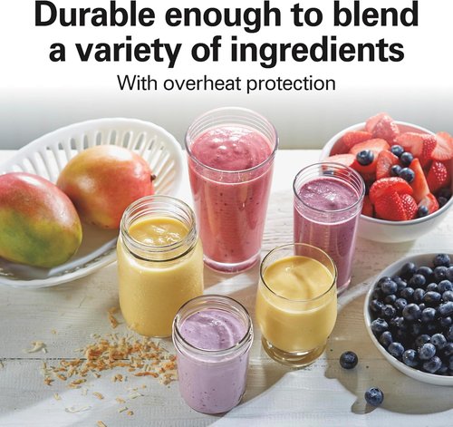 Hamilton Beach Portable Blender - 14 Oz BPA-Free Travel Cup & Lid | Durable Stainless Steel Blades, Blue