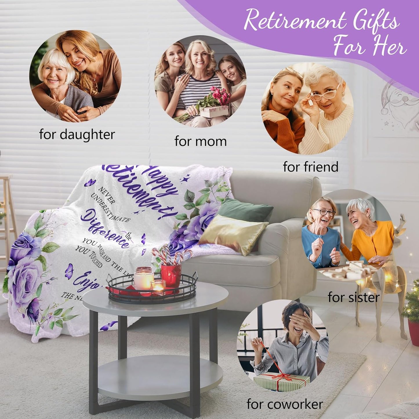 Retirement Gifts for Women 2026, Retired Gifts for Women, Female Retirement Gifts, Retirement Gifts for Coworkers Nurse Teacher, Farewell Gifts for Coworker, Retirement Blanket for Women 50"X60"