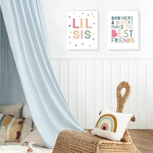 LARTSFRO Wall Art Decor - Brother and Sister Make The Best Friends | Inspirational Nursery Posters, 10x8 Inch Set of 4 Unframed