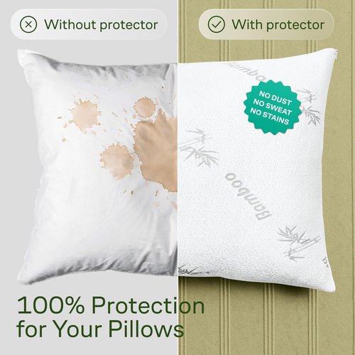 Niagara Sleep Solution Cloud-Like Pillow Protectors with Zipper Queen Size - Breathable Cooling Pillow Covers for Hot Sleepers - 100% Resistant to Stains, Dust & Dirt (White 2-Pack)