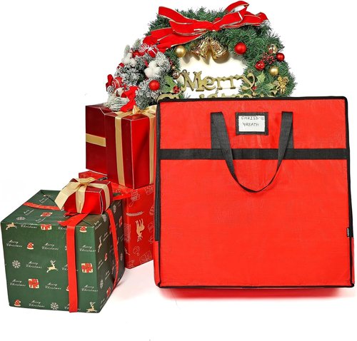 HOMEST Wreath Storage Organizer - Durable 30" Bag with Zipper & Reinforced Handles for Dust Protection