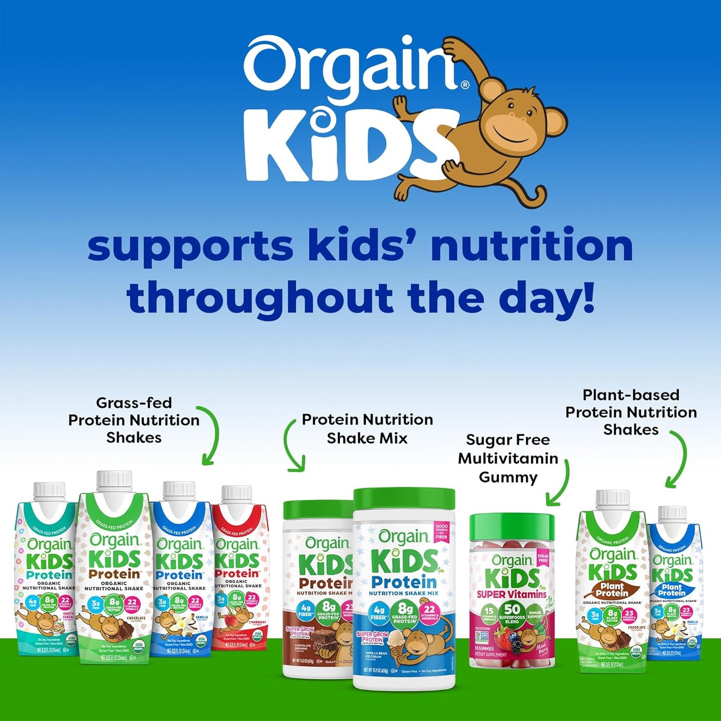 Orgain Organic Kids Protein Shake - Chocolate Flavor, 8g Dairy Protein, Gluten-Free, 12-Pack (8.25 Fl Oz)