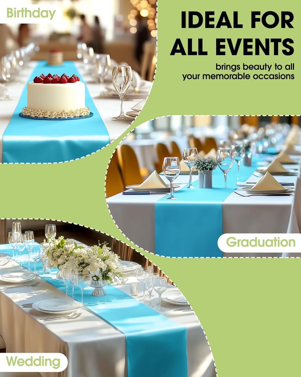 Pureegg Disposable Table Set - 10 Pack of 54''x108'' Tablecloths & 14''x108'' Runners, Leakproof & Stain-Resistant for Events
