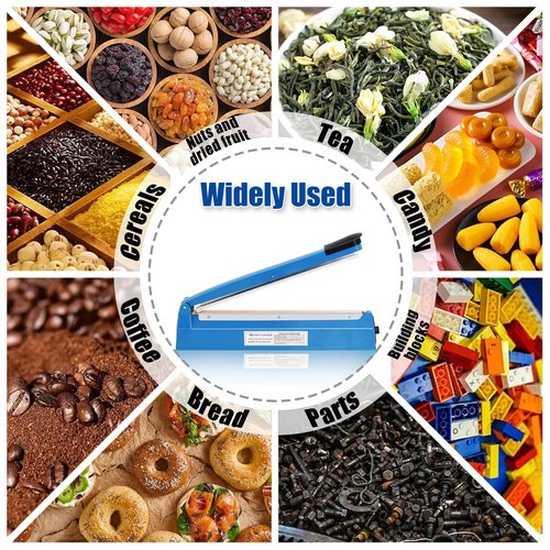 16 Inch Impulse Heat Sealer Machine for Plastic Bags PE PP Bags and Kraft Paper Bag, Cookie Bag Sealer, Manual Poly Bag Hot Seal Sealing Machine with Extra Replace Element Grip