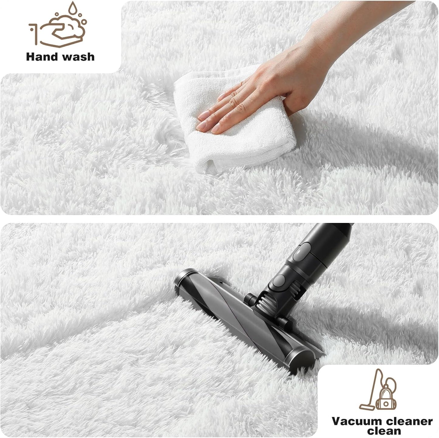 Skiennix Cream White Area Rug - Fluffy Soft Shag Carpet for Kids' Rooms | 2ft x 3ft Non-Slip Design