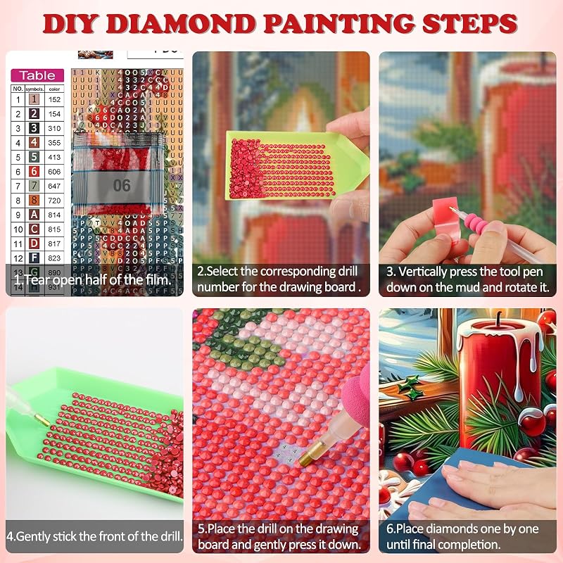 DOMROM Christmas Diamond Art Kit for Adults - Candle Design, Variation PD035