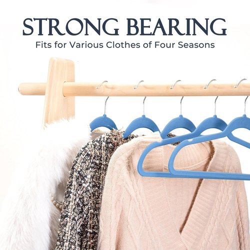 HOUSE DAY Velvet Hangers - Tranquil Blue Non-Slip Heavy Duty 60 Pack | Slim Space-Saving Design with 360° Rotating Hook