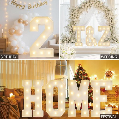 HXWEIYE Marquee Light Up Letters - 3FT Giant Baby Letter for Baby Shower & Birthday Decor | Warm White
