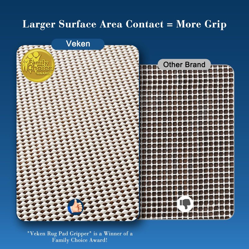 Veken Rug Pad Gripper for Hardwood Floors, Non Slip Rug Pads for Area Rugs, Thick Rug Grippers for Tile Floors, Under Carpet Anti Skid Mat, Keep Your Rugs Safe and in Place, 2.5x12 Ft