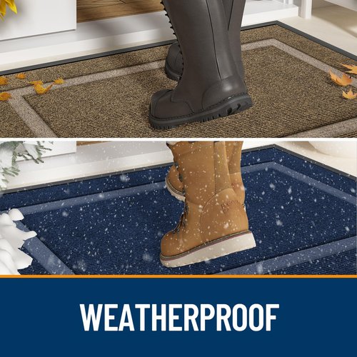 OLANLY Front Door Mat Indoor Outdoor Entrance, Waterproof All-Season, All-Weather Doormat, Sturdy Natural Rubber, Low Profile, Easy Clean Patio Porch Entryway Mat, 29.5x17, Chocolate Brown
