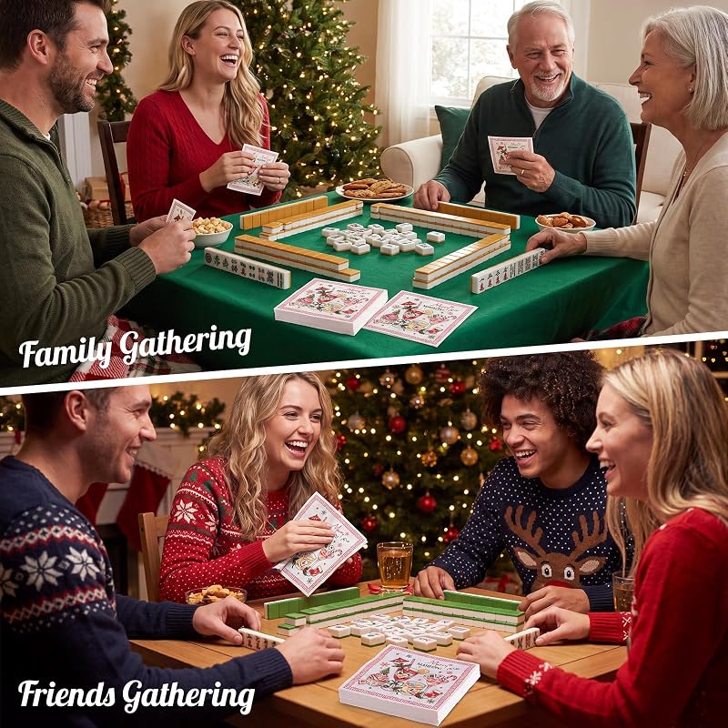 Merry Christmas Mahjong Napkins 50 Pk, 6.5 Inch - Variation: Christmas Mahjong