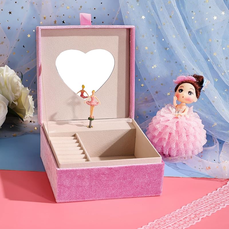 PinkSheep Pink Butterfly Musical Jewelry Box for Girls – Rings & Accessories Storage