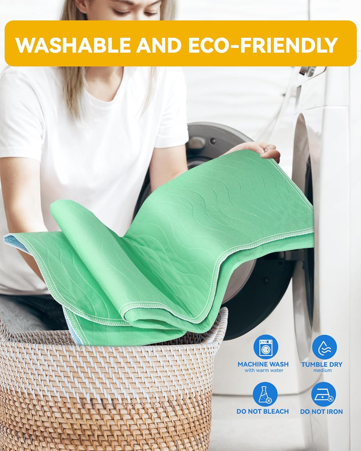 Skiennix Washable Underpads - Waterproof Heavy Absorbency Bed Pads | 36" x 36" for Adults, Kids & Pets