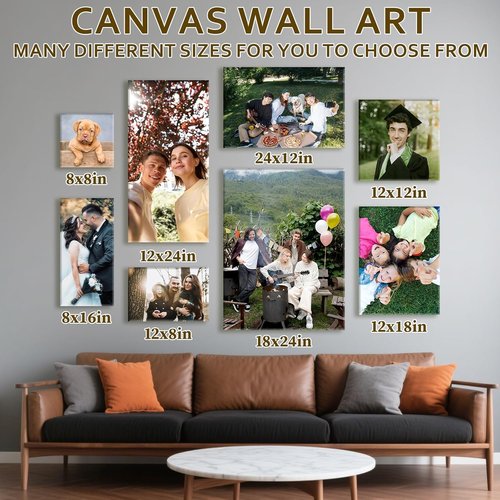 Custom Canvas Prints with Your Photos - Personalized Pictures Print, Customized Photo Gifts, Wall Art Poster Canvas Printing for Wedding, Family, Baby, Pets, Home Office Decor, Wrapped Frame 40x24