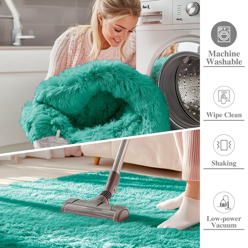 OLANLY 6x9 Machine Washable Large Area Rugs for Living Room, Bedroom, Soft Fluffy Shaggy Bedside Rug, Indoor Floor Carpet for Kids Girls and Boys, Dorms, Nursery, Home Decor Aesthetic, Teal Green