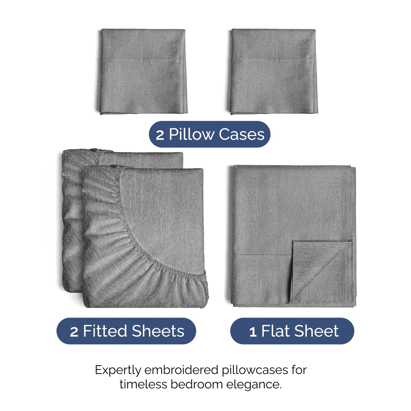 Split King Size 5 Piece Sheet Set - Comfy Breathable & Cooling Bed Sheets Set - Hotel Luxury Bedding for Women, Men, Kids, Teens, Boys & Girls - Deep Pockets & Wrinkle Free - Grey (Heathered Sheets)