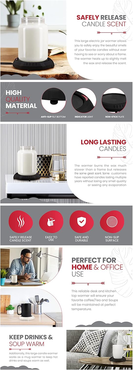 Skiennix Candle Warmer Plate - Flameless Scent Release | Versatile Warmer for Candles, Coffee & Mugs - Black