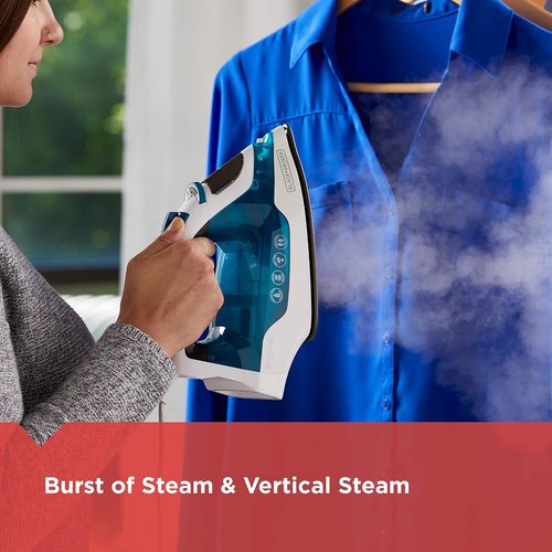 BLACK+DECKER Easy Steam Compact Iron - Dual Position Cord & TrueGlide Non-Stick Soleplate | Vertical Steam