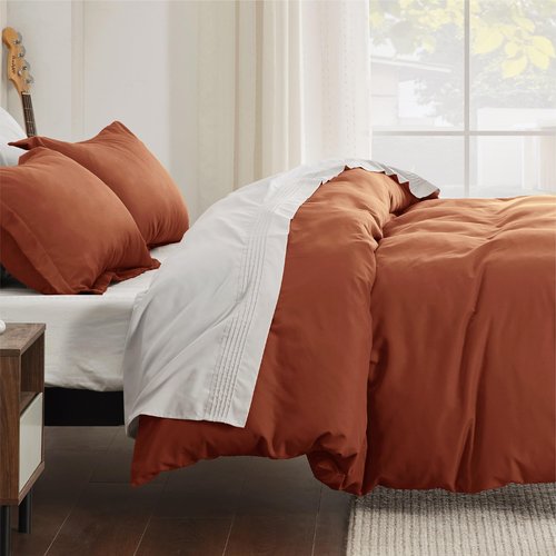 Bedsure Duvet Cover King Size - Soft Double Brushed Bedding Set for Kids & Adults, Zipper Closure, 3 Pieces, Includes 1 Duvet Cover (104"x90") & 2 Pillow Shams, NO Comforter, Terracotta