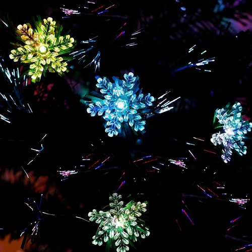 Juegoal 6 Ft Pre-Lit Christmas Tree - RGB Color Changing LED Lights & Snowflakes | Artificial Xmas Tree with Metal Legs