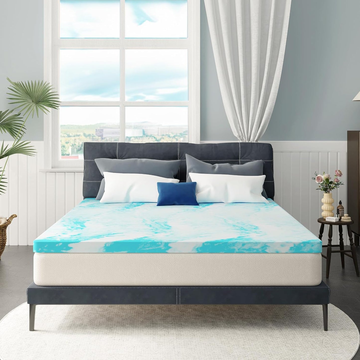 MLILY Queen Mattress Topper - 3 Inch Gel-Infused Memory Foam Cooling Pad | CertiPUR-US Certified, 60”x80”