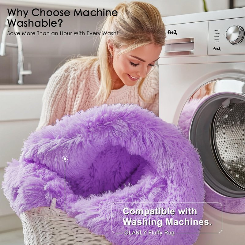 OLANLY 6x9 Machine Washable Large Area Rugs for Living Room, Bedroom, Soft Fluffy Shaggy Bedside Rug, Indoor Floor Carpet for Kids Girls and Boys, Dorms, Nursery, Home Decor Aesthetic, Purple