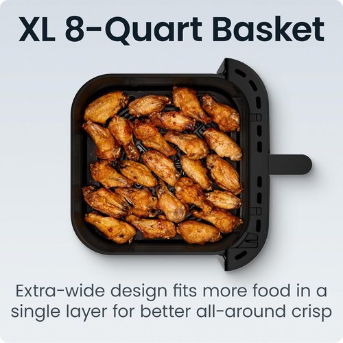 Chefman Crispinator Air Fryer - 6-in-1, 8 Qt Capacity, TurboFry Pro Technology, Nonstick Ceramic Basket