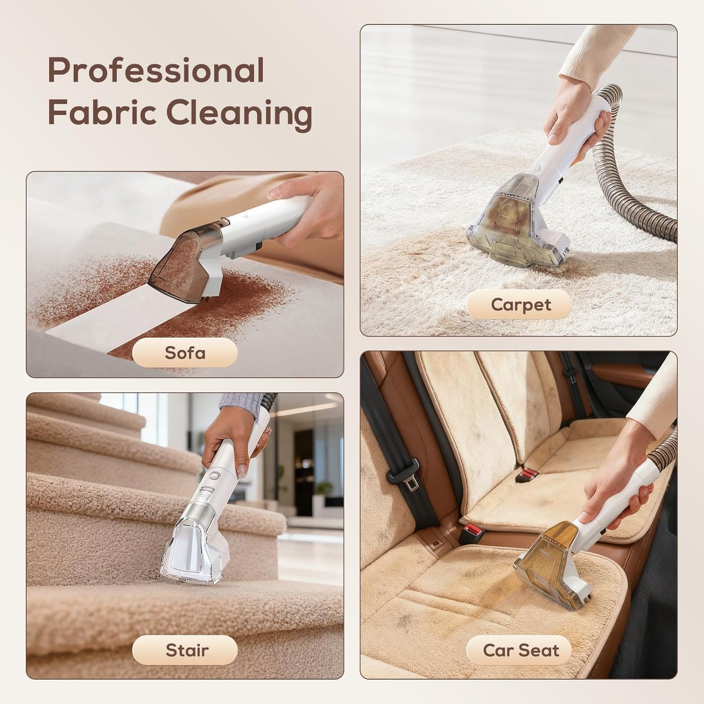 Skiennix Upholstery Cleaner Machine - 15Kpa Portable Spot Cleaner for Deep Stain Removal | Ideal for Carpets, Pets, Stairs, and Couches