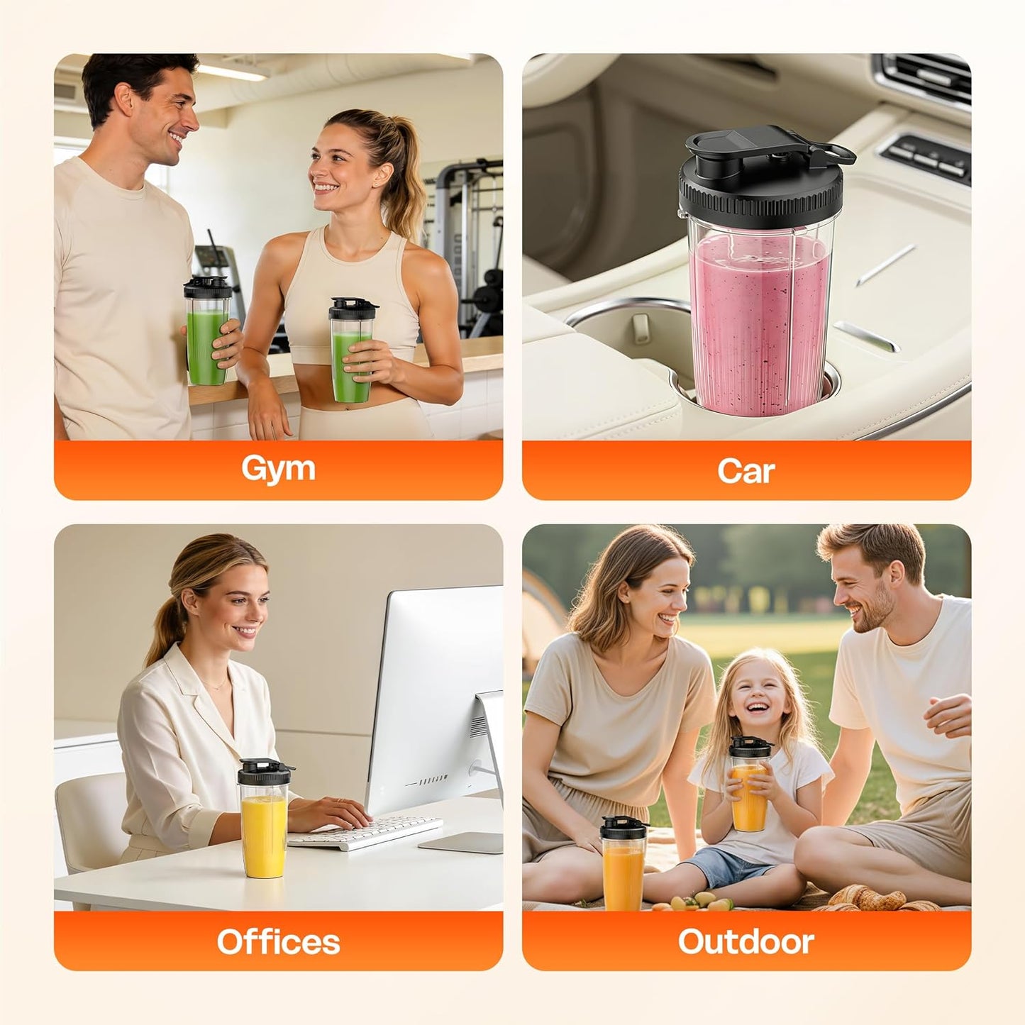 Skiennix Portable Personal Blender - Smoothie Maker with 2 x 24oz Cups & Extra Lid for Juices & Baby Food