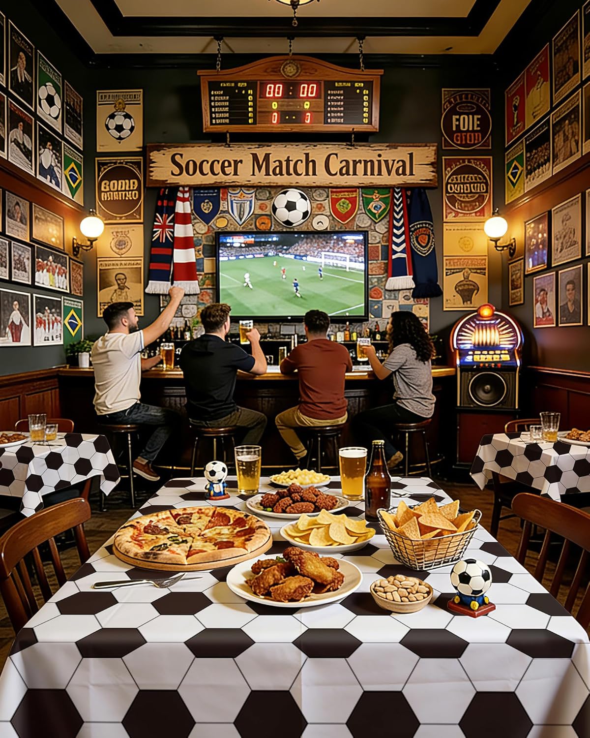 Niuara Soccer Table Cloth - 4 Pack Disposable 54" x 108" Tablecloths for Soccer Parties & World Cup 2026