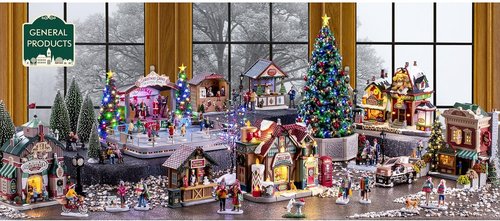 Lemax 15804 Christmas Village Facade - Tis The Season Shops Display | Festive Holiday Decor