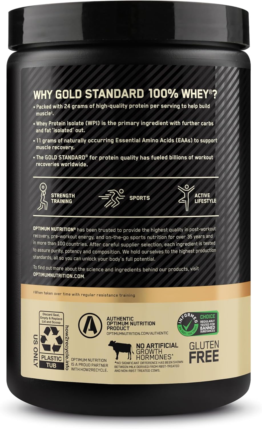 Optimum Nutrition Gold Standard Whey Protein Powder - Naturally Flavored Vanilla, 15 Servings
