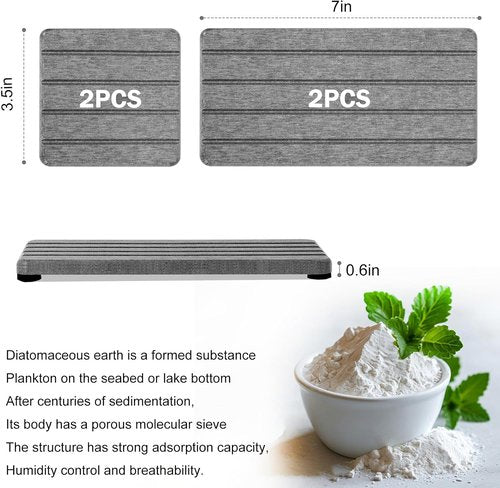 Diatomaceous Coaster | 4PCS Stone Drying Tray for Fast Drying in Bathroom & Kitchen Sinks