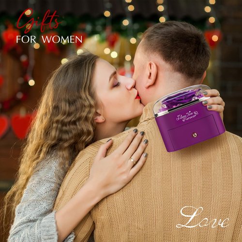 EleShow Preserved Real Purple Rose, Forever Flowers Gifts for Mom Grandma Wife Girlfriend, I Love You Gifts for Her, Anniversary or Birthday Gifts for Women