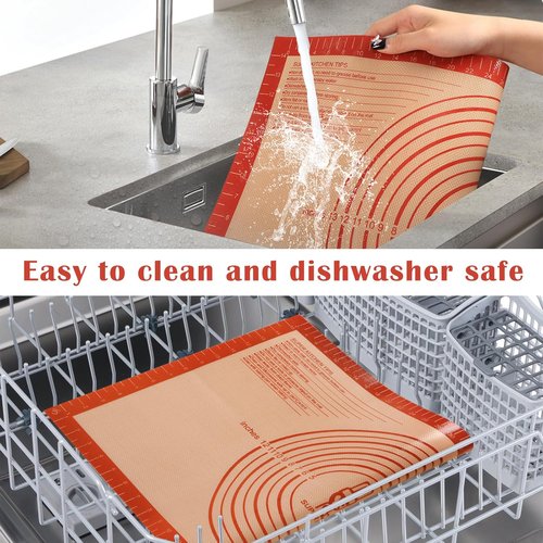 Folksy Super Kitchen Non-Slip Silicone Pastry Mat - Extra Large 16'' x 26'' with Measurements for Baking & Rolling
