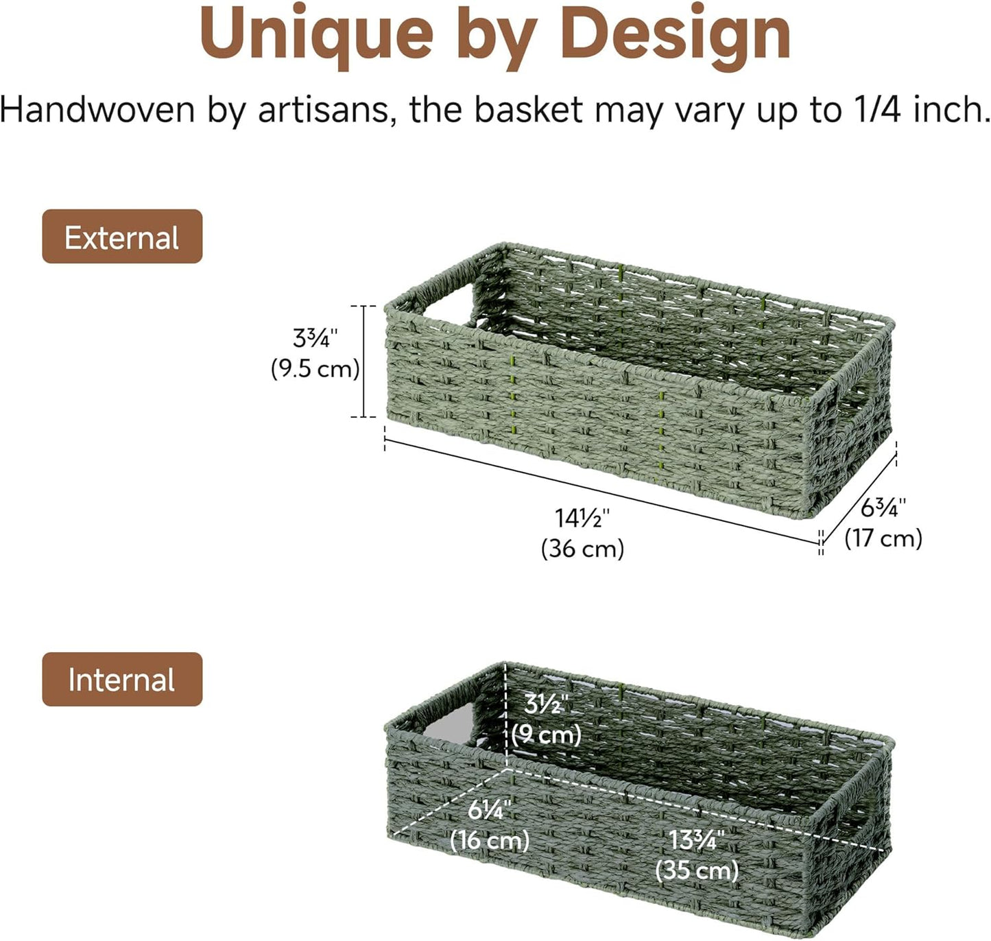 StorageWorks Wicker Toilet Basket - Small Tank Topper with Built-in Handles | Sage Green Bathroom Organizer