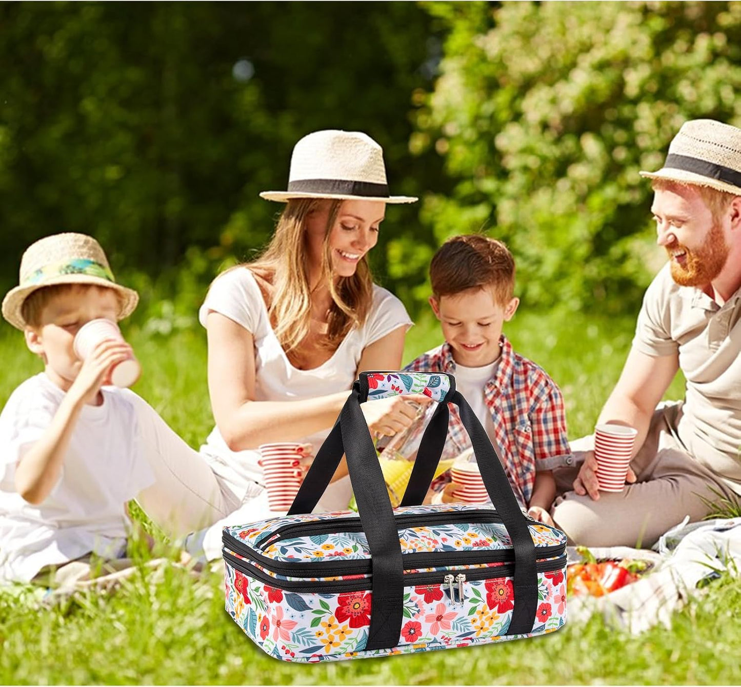 Pioneer Woman Double Decker Casserole Carrier - Expandable, Leakproof Thermal Tote for Potluck & Travel
