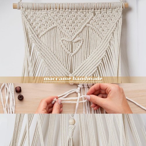 Amdermi Stuffed Animal Hammock - Boho Macrame Wall Organizer for Plush Toy Storage | Cream