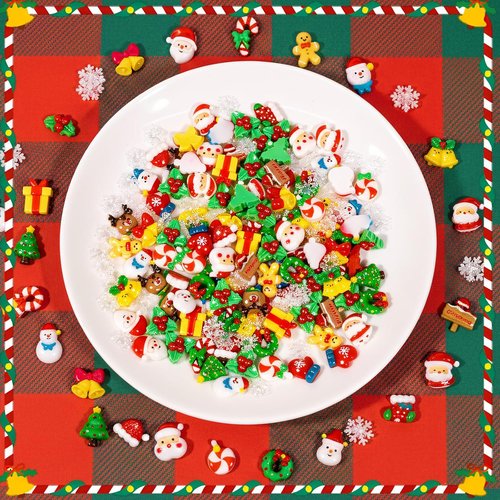 Hiawbon Christmas Miniature Figurines Set - 170 Assorted Resin Ornaments for Fairy Garden Decor