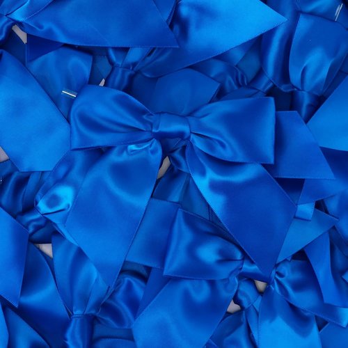 AIMUDI Royal Blue Satin Twist Tie Bows - 4.5" Pre-Tied Gift Wrapping Bows | 36 Pack for Baby Showers & Weddings