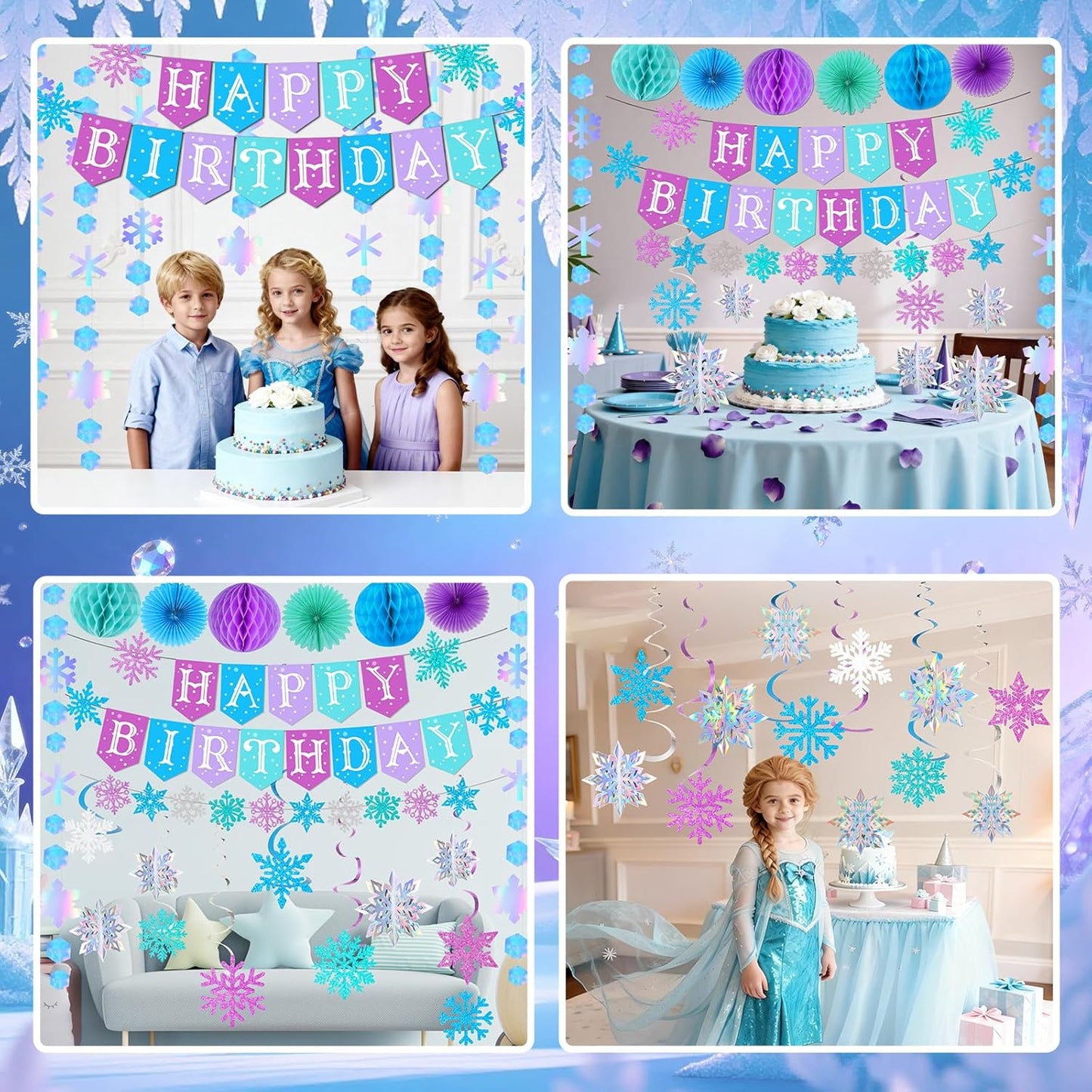 Snowflakes Decorations - Frozen Birthday Party Garland | Winter Wonderland Christmas Decor