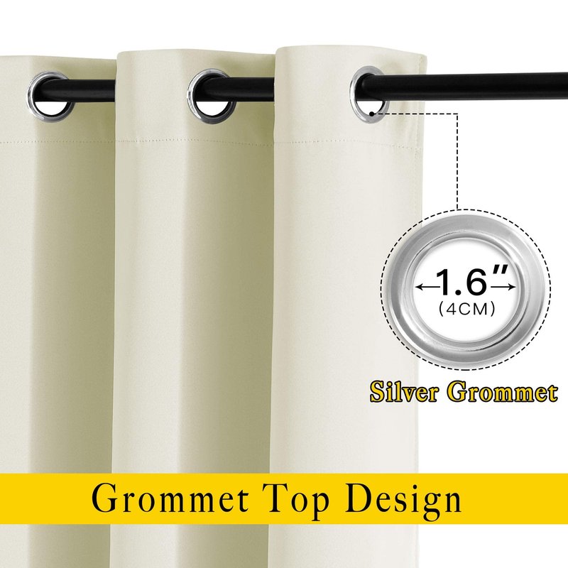 NICETOWN Light Blocking Curtains and Drapes Extra Long 120" - Grommet Room Darkening Thermal Insulated Solid Grommet Window Treatment for Hall/Villa, Beige, 2 Panels, 52" W by 120" L