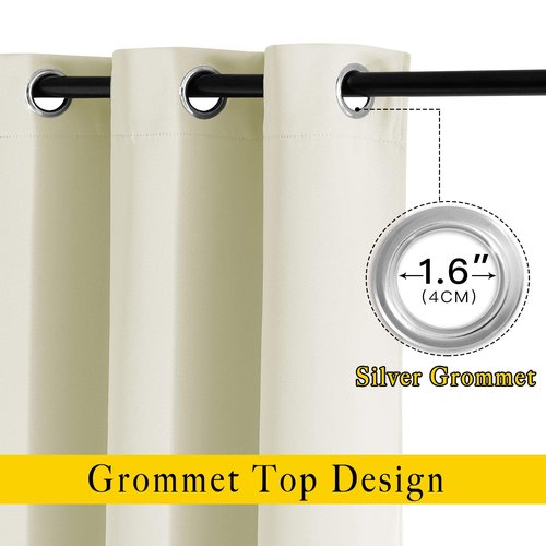 NICETOWN Blackout Beige Curtains and Drapes - Window Treatment Thermal Insulated Solid Grommet Blackout Draperies for Kitchen/Cafe (Set of 2, W34 x L50)
