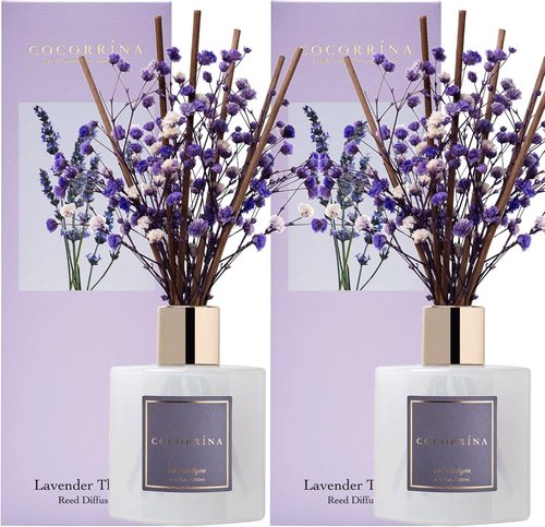 Cocorrína Premium Reed Diffuser Set - Lavender Thyme & Preserved Baby's Breath | 6.7oz Fragrance Oil for Home Décor